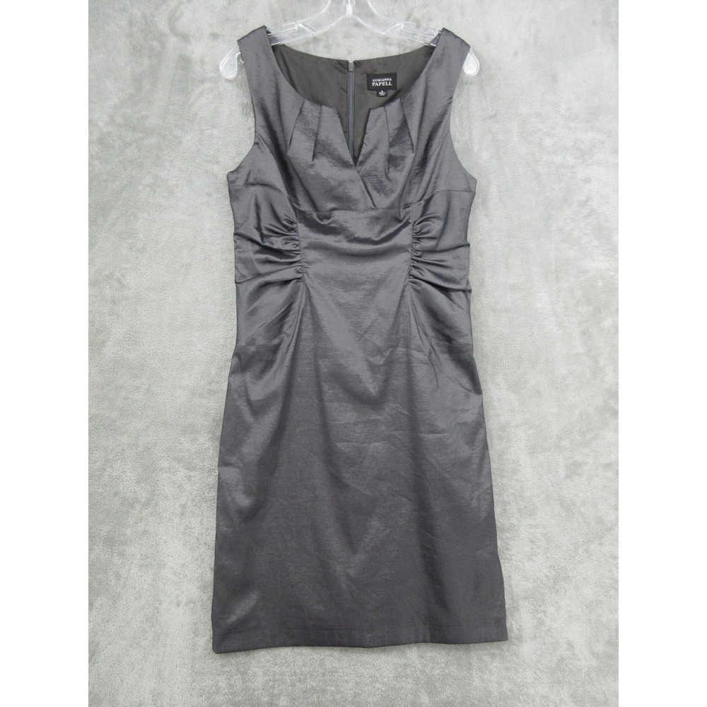 Adrianna Papell Dress Women Size 14 Sheath Ruched Cocktail Metallic Party Event